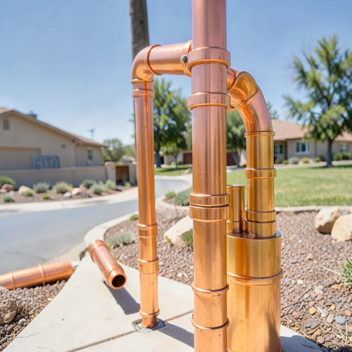 Clean new copper and PEX piping freshly installed after a repipe